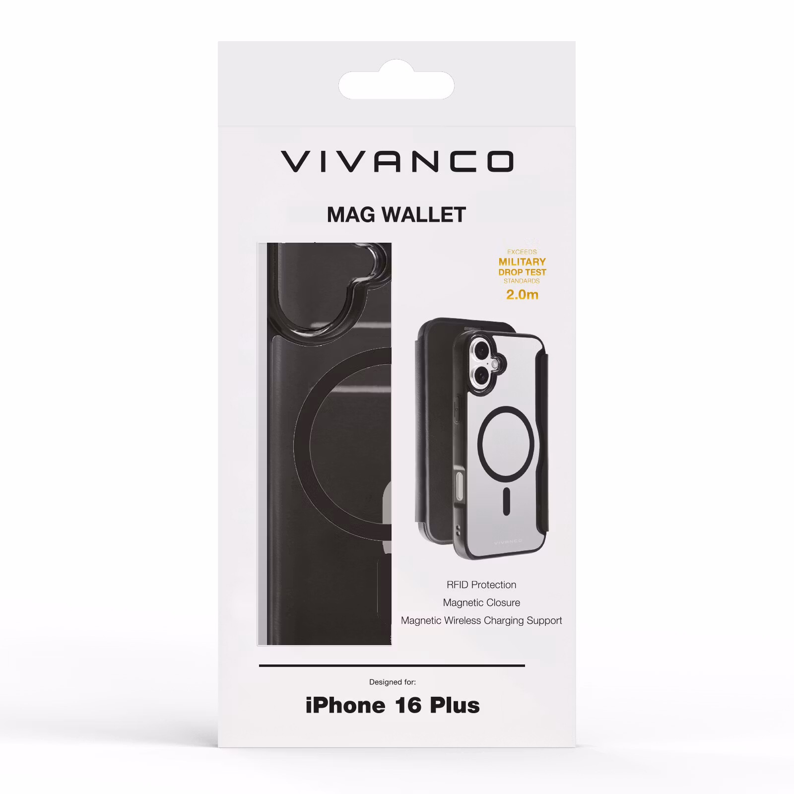 Vivanco Mag Wallet Plånboksfodral iPhone 16 Plus Svart