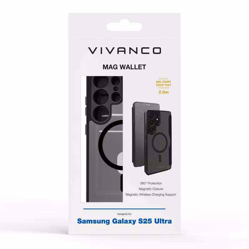 Vivanco Mag Wallet Plånboksfodral Samsung Galaxy S25 Ultra Svart