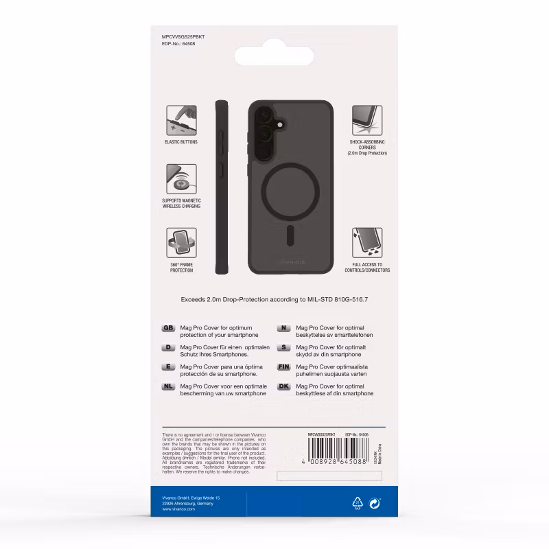 Vivanco Mag Pro Cover Samsung Galaxy S25+ Transparent/Svart