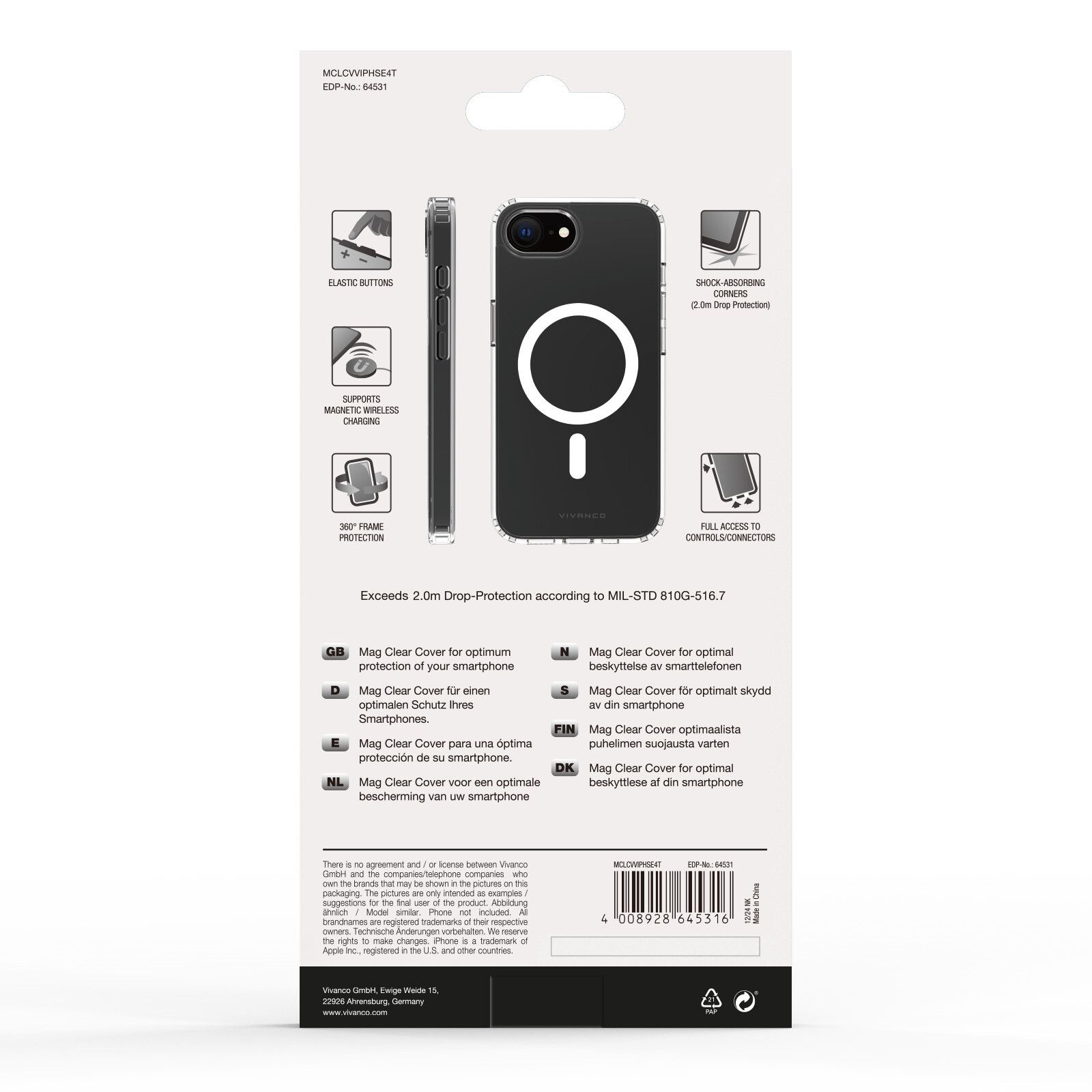 Vivanco Mag Clear skal Apple iPhone 16e Transparent