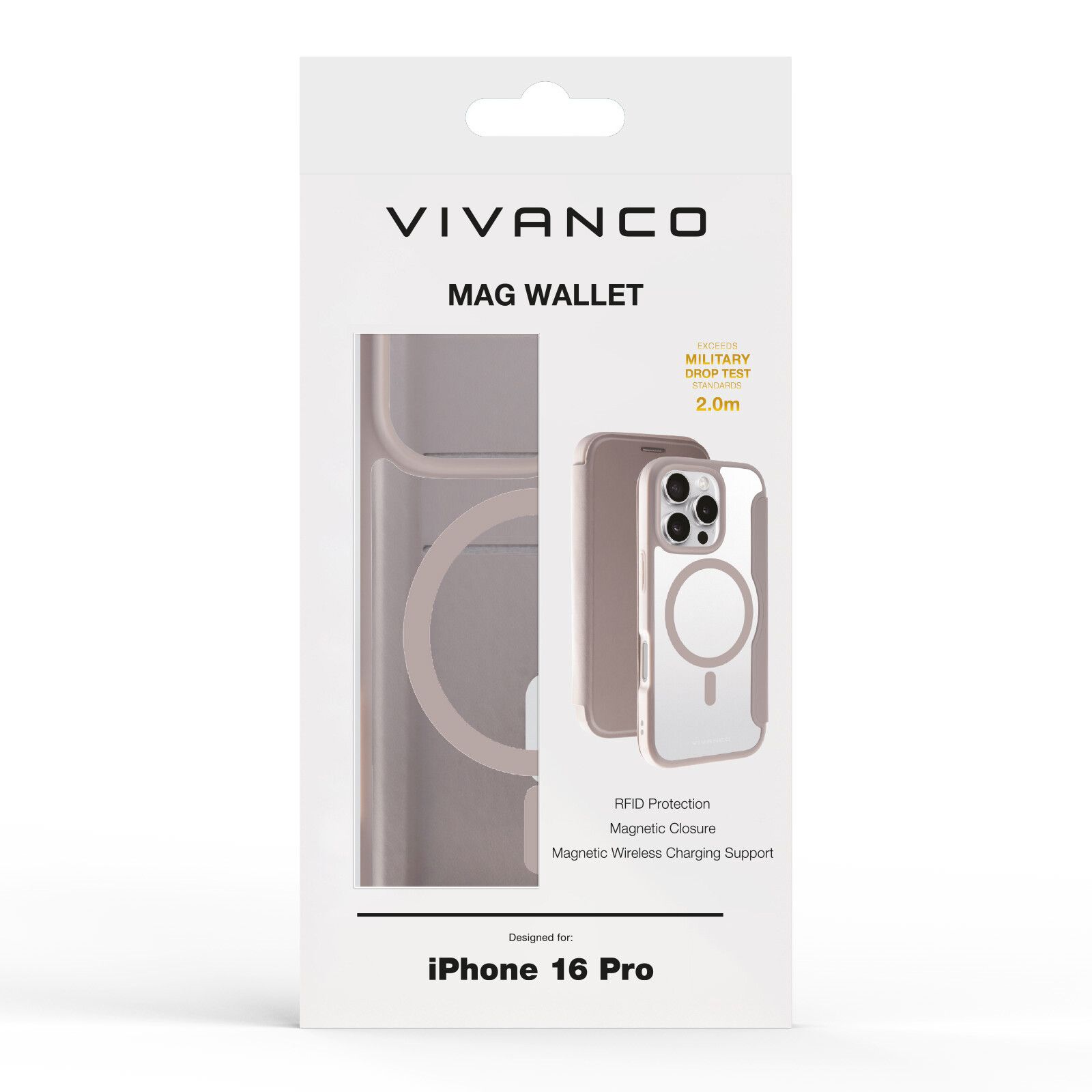Vivanco Mag Wallet Plånboksfodral iPhone 16 Pro Greige