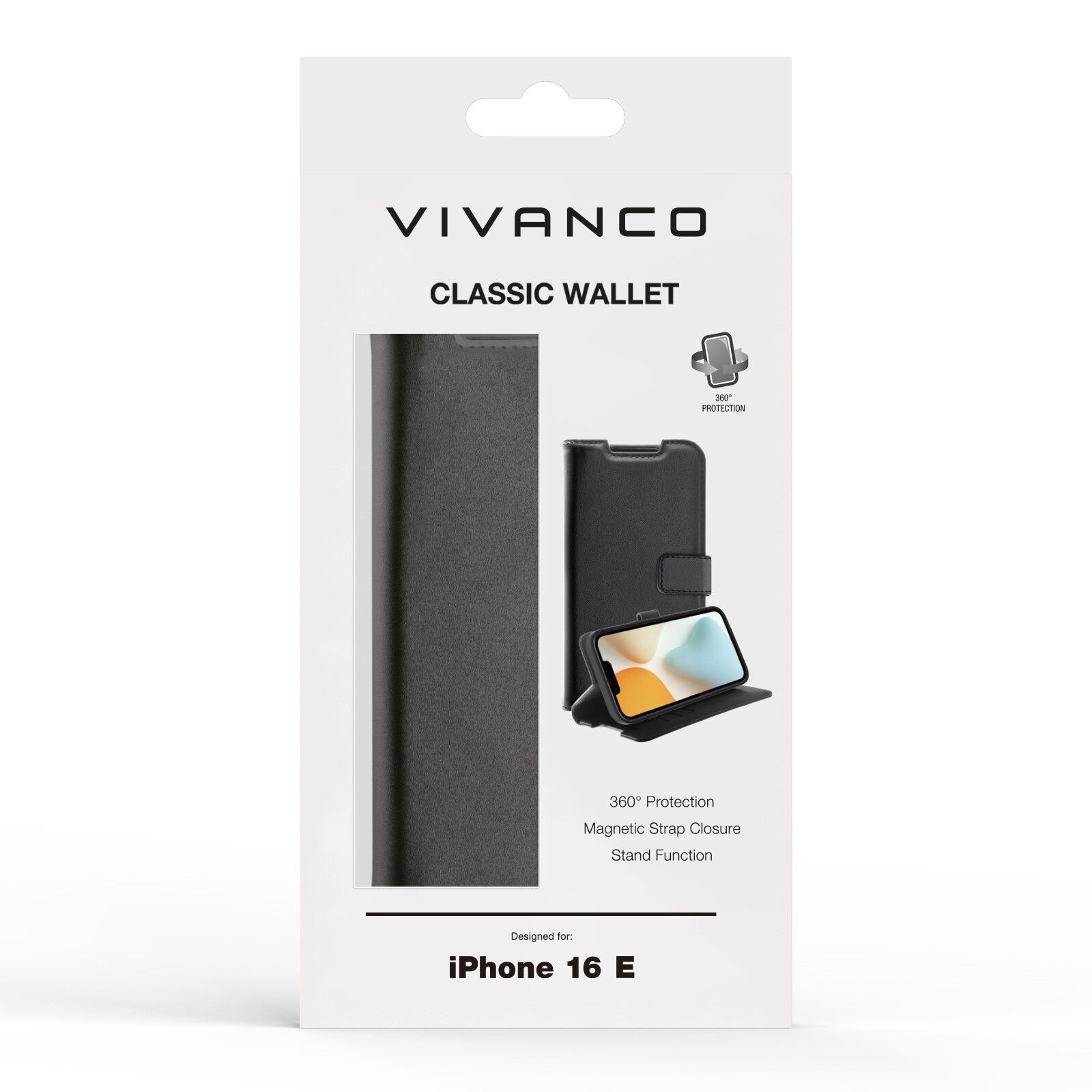 Vivanco Classic Plånboksfodral Apple iPhone 16e Svart
