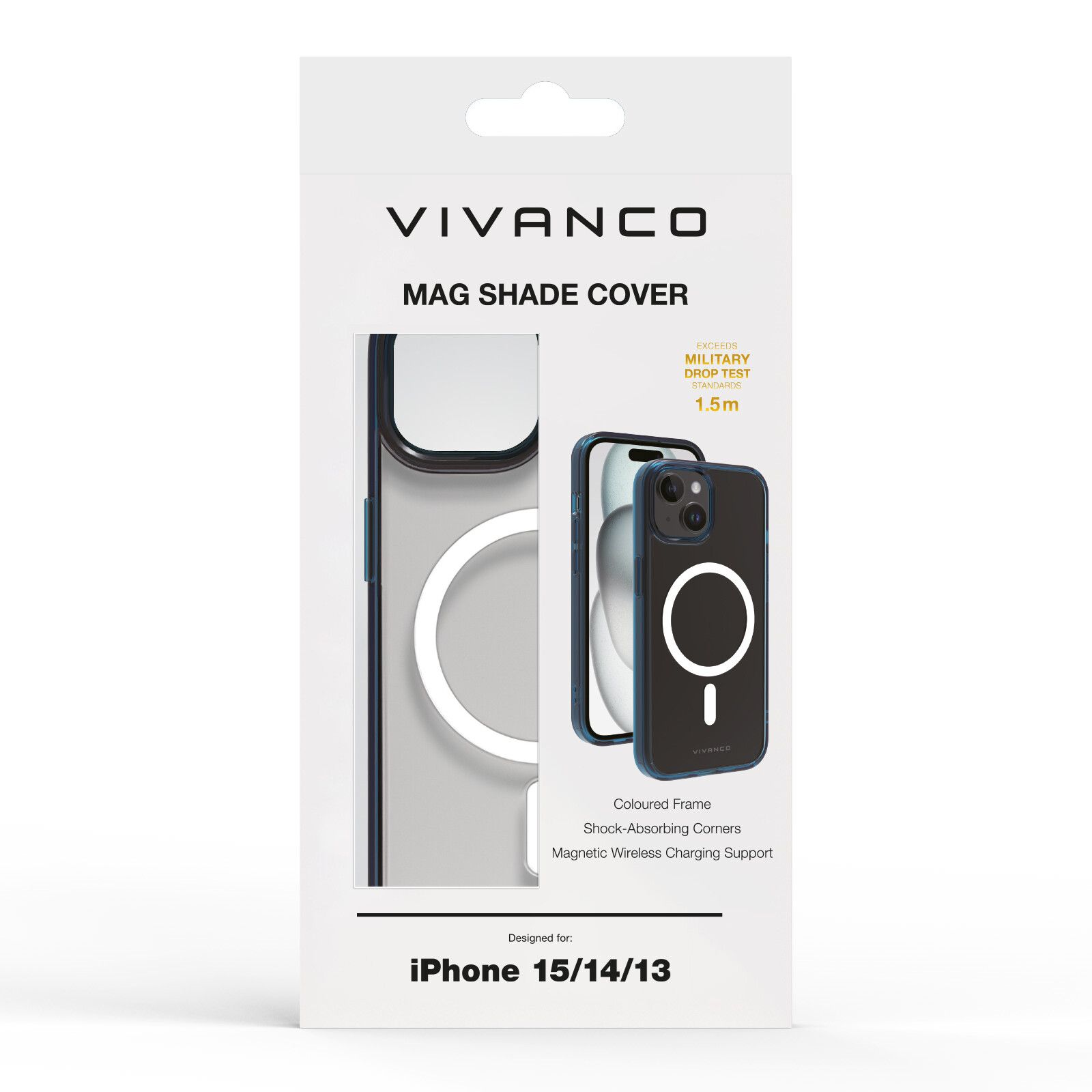Vivanco Mag Shade skal iPhone 15/14/13 Transparent/Blå