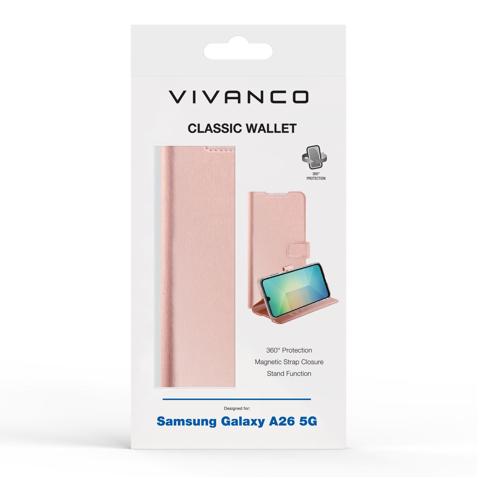 Vivanco Classic Plånboksfodral Samsung Galaxy A26 Rosa Guld