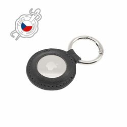 FIXED Nyckelringsfodral i äkta läder för AirTag Svart