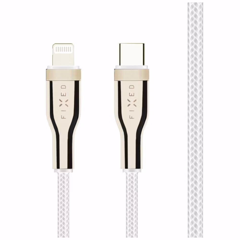FIXED METAL USB-C/Lightning MFI flätad kabel 1.2m Vit
