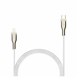FIXED METAL USB-C/Lightning MFI flätad kabel 1.2m Vit