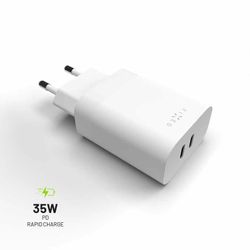 FIXED Super Snabb Hemladdare 2xUSB-C PD 3.0 35W Vit