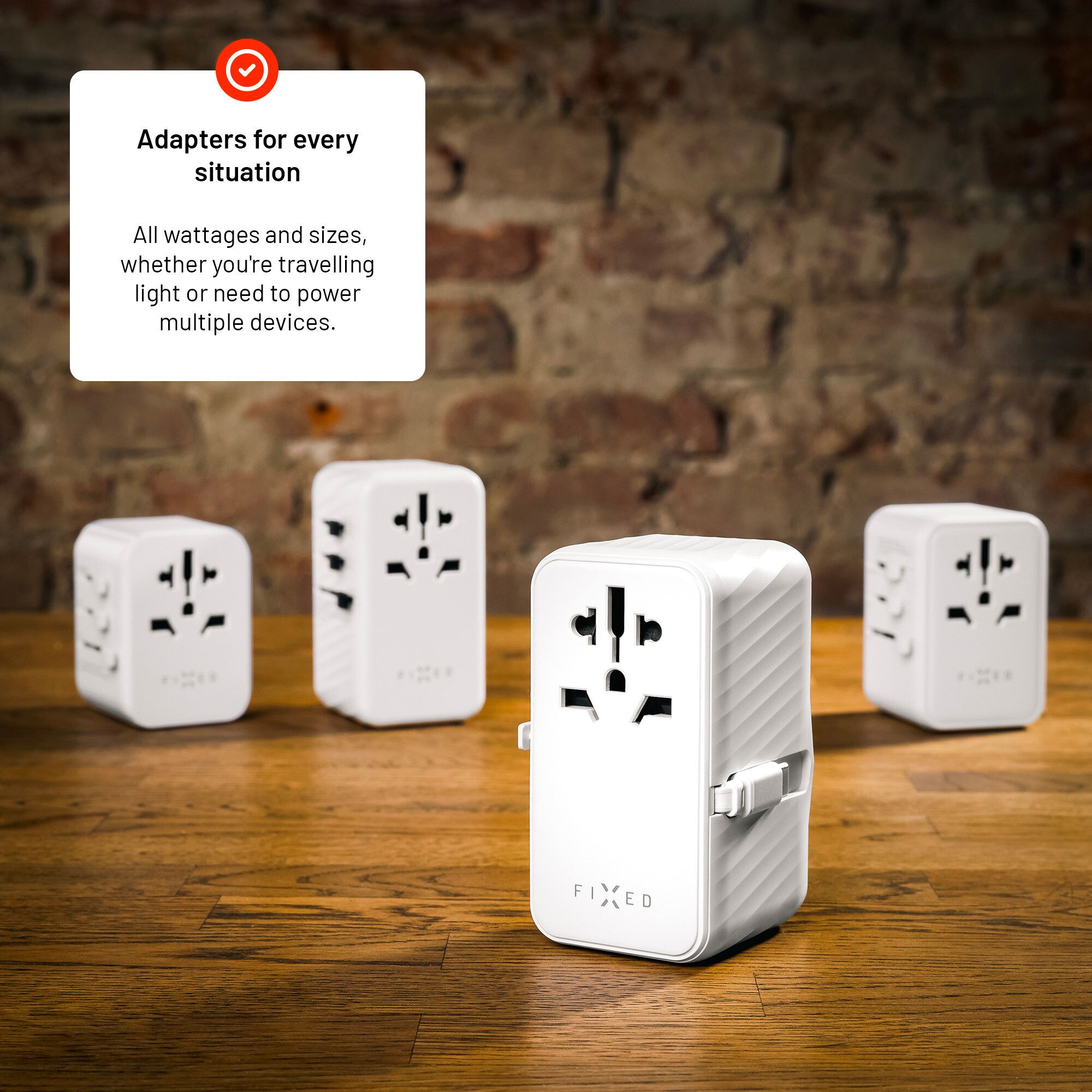 FIXED Reseadapter/laddare USB-C/-A 120W EU/UK/USA/AUS