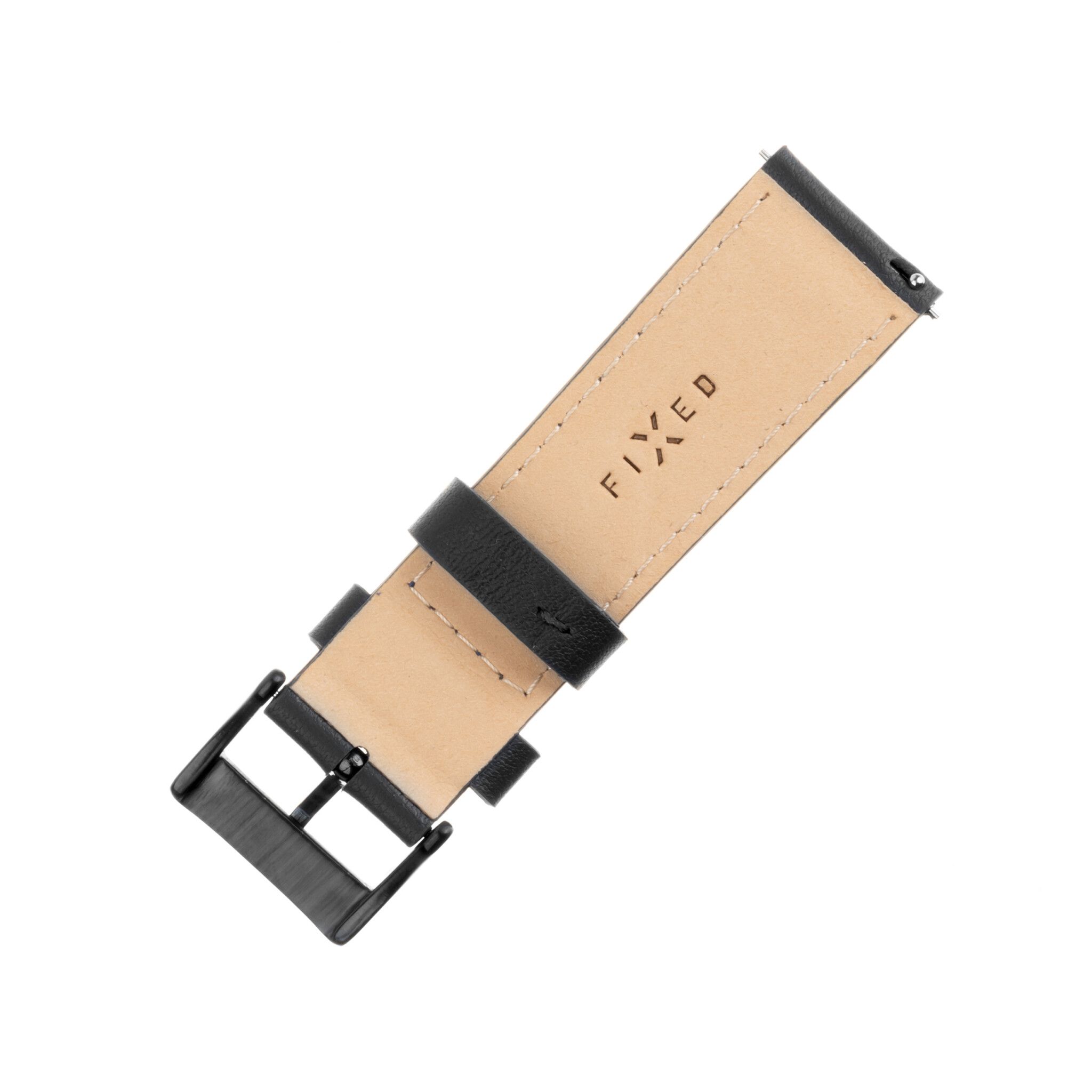 FIXED Äkta läderrem för Smartwatch Universal 20 mm Svart