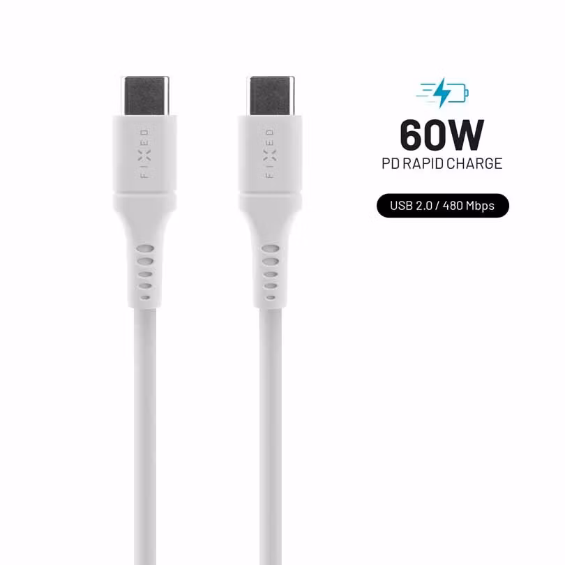 FIXED LIQUID silikonkabel 60W USB-C/C 0.5m Vit
