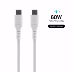 FIXED LIQUID silikonkabel 60W USB-C/C 2m Vit