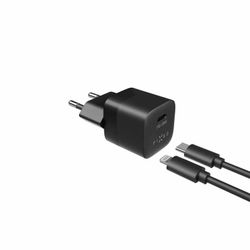 FIXED Snabb Hemladdare USB-C 20W+Lightning kab. 1m Svart