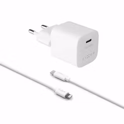 FIXED Snabb Hemladdare USB-C 20W+Lightning kabel 1m Vit