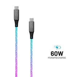 FIXED LED/Gaming USB-C/C 60W kabel 1.2m Flerfärgad