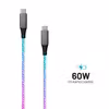 FIXED LED/Gaming USB-C/C 60W kabel 1.2m Flerfärgad