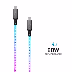 FIXED LED/Gaming USB-C/C 60W kabel 1.2m Flerfärgad