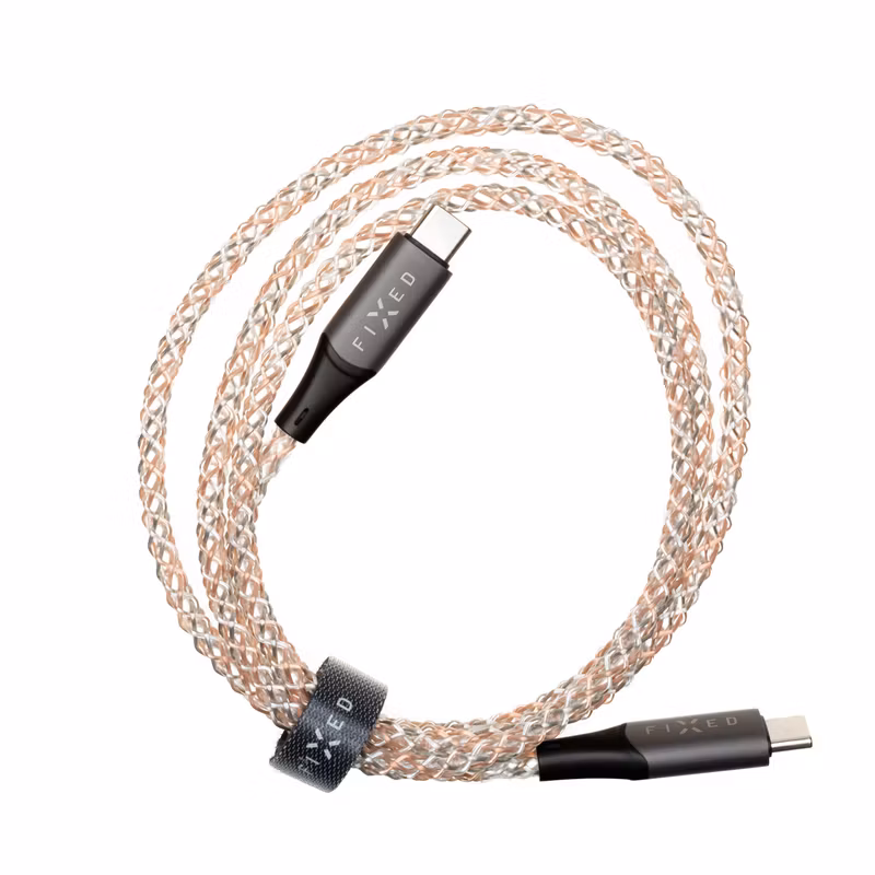 FIXED LED/Gaming USB-C/C 60W kabel 1.2m Flerfärgad