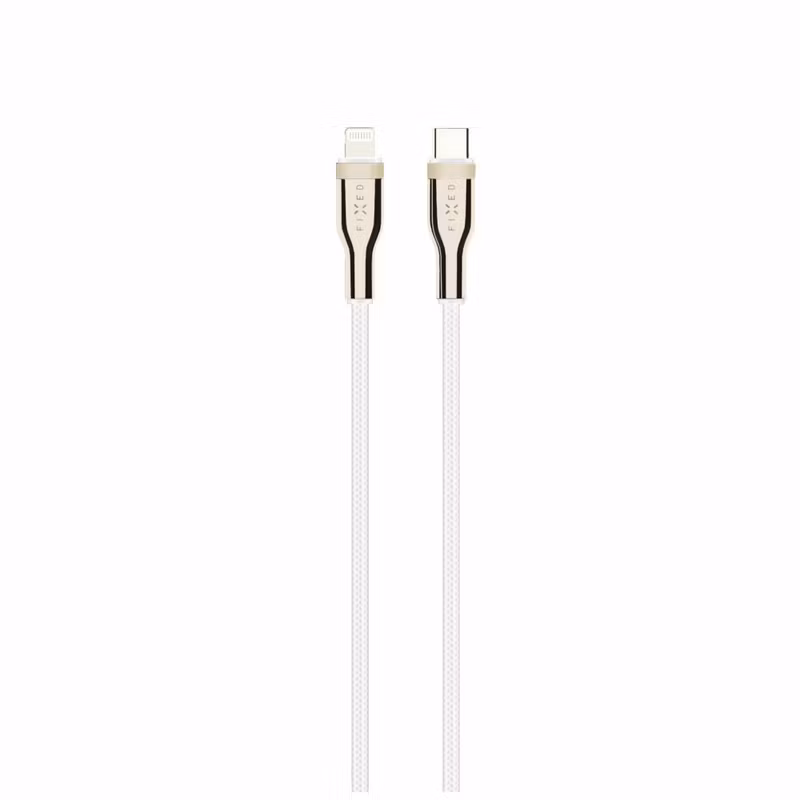 FIXED METAL USB-C/Lightning MFI flätad kabel 2m Vit