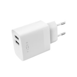 FIXED Hemladdare 2x USB-A 17W/USB-C kabel 1m Vit