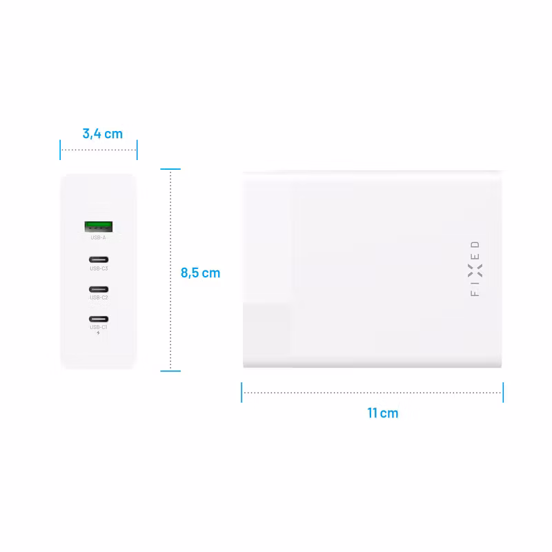 FIXED Supersnabb GaN Desktop Laddare 200W 3xUSB-C/USB-A