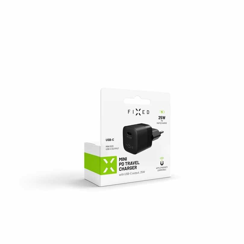 FIXED Super Snabb Mini Hemladdare USB-C PD 25W Svart