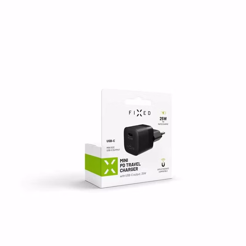 FIXED Super Snabb Mini Hemladdare USB-C PD 25W Svart