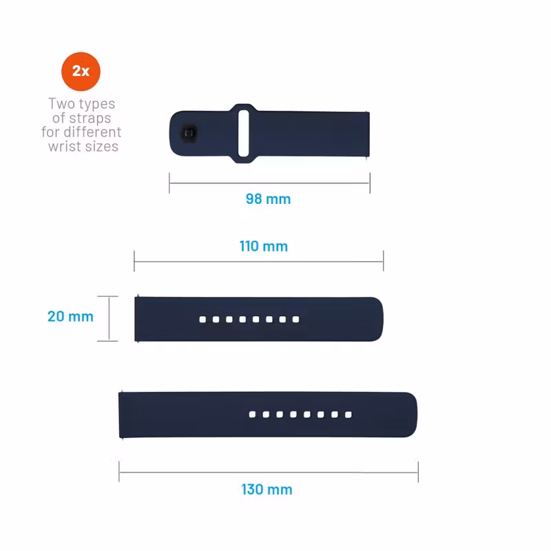 FIXED Silikonrem för Smartwatch Universal 20 mm Blå