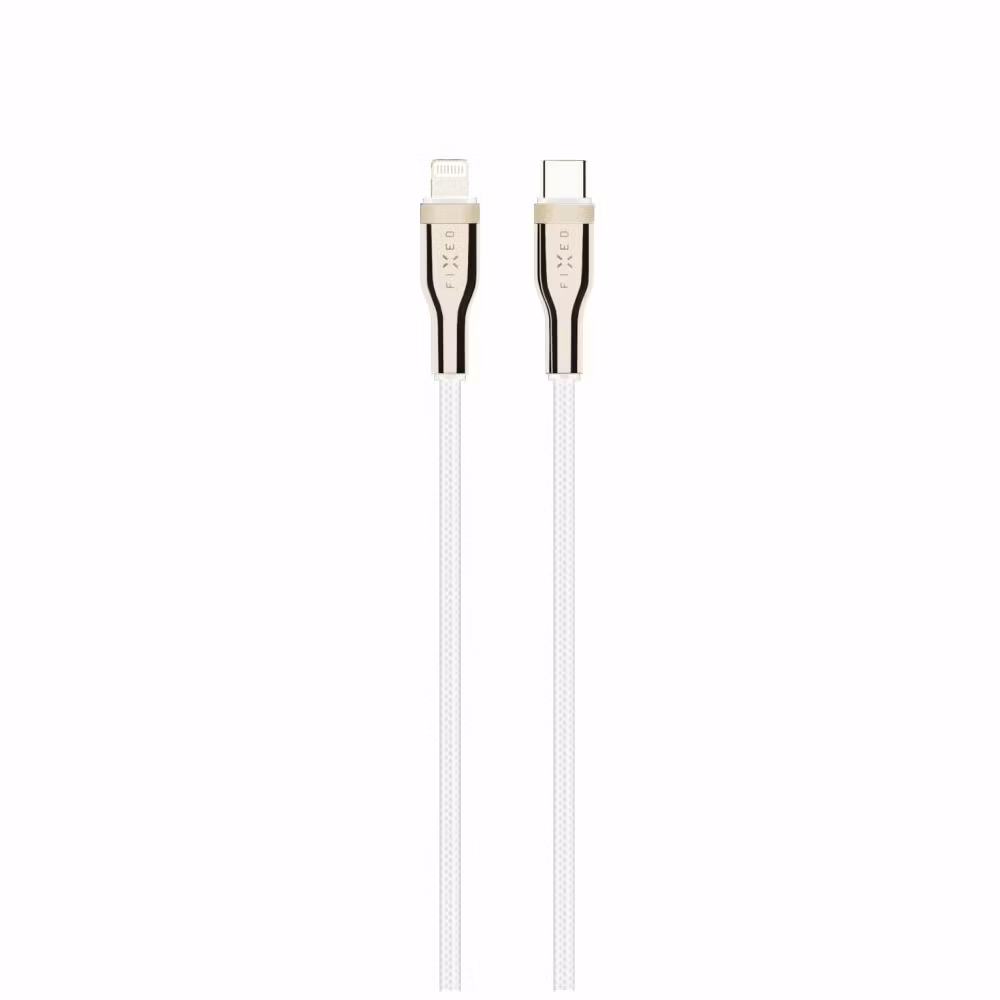 FIXED METAL USB-C/Lightning MFI flätad kabel 0.5m Vit