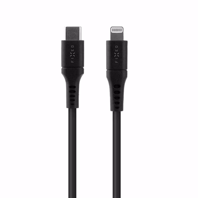 FIXED LIQUID silikonkabel USB-C/Lightning 0.5m Svart