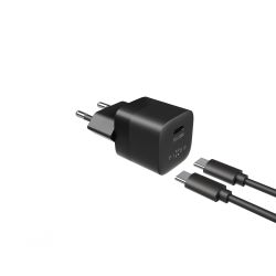FIXED Snabb Hemladdare USB-C PD 20W+USB-C kabel 1m Svart