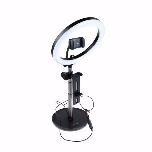 FIXED LED Ring Desktop Tripod Tablet-/Telefonställ Svart