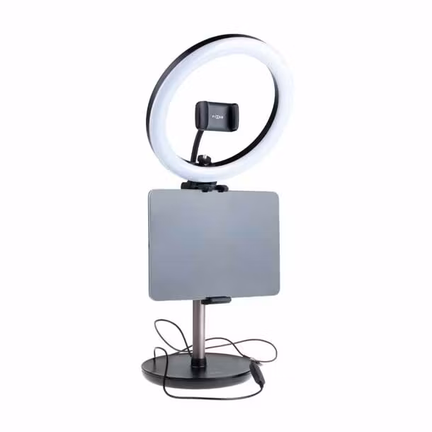 FIXED LED Ring Desktop Tripod Tablet-/Telefonställ Svart