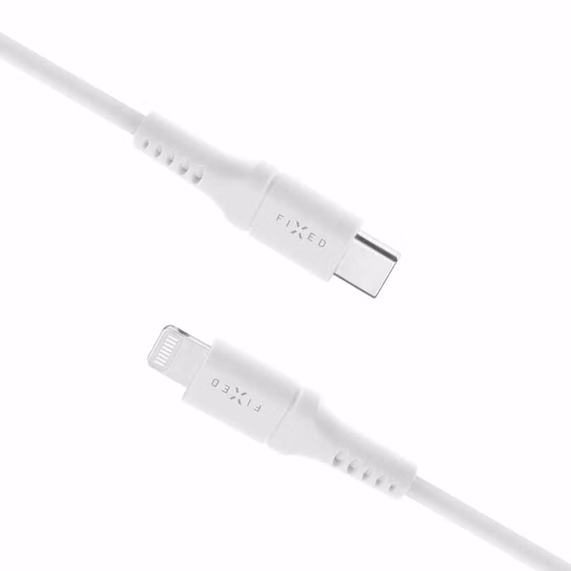 FIXED LIQUID silikonkabel USB-C/Lightning 2m Vit
