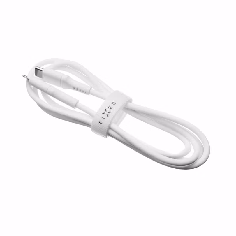 FIXED LIQUID silikonkabel USB-C/Lightning 2m Vit