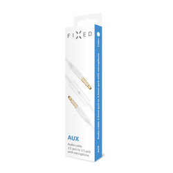 FIXED Audio 2x3.5mm Flat kabel med mikrofon 1m Vit