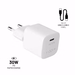 FIXED Super Snabb Hemladdare USB-C 30W + kabel 1m Vit
