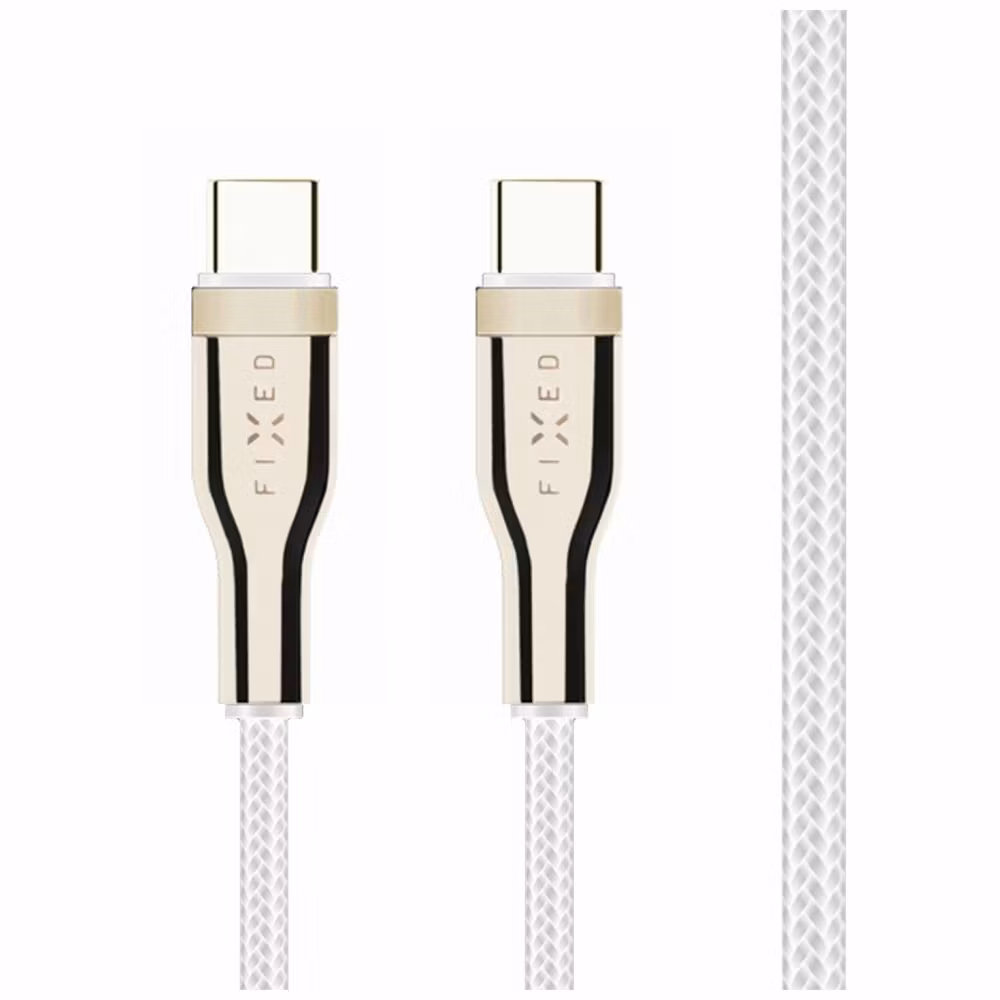 FIXED METAL 100W USB-C/C flätad kabel 0.5m Vit