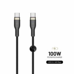 FIXED METAL 100W USB-C/C flätad kabel 0.5m Svart