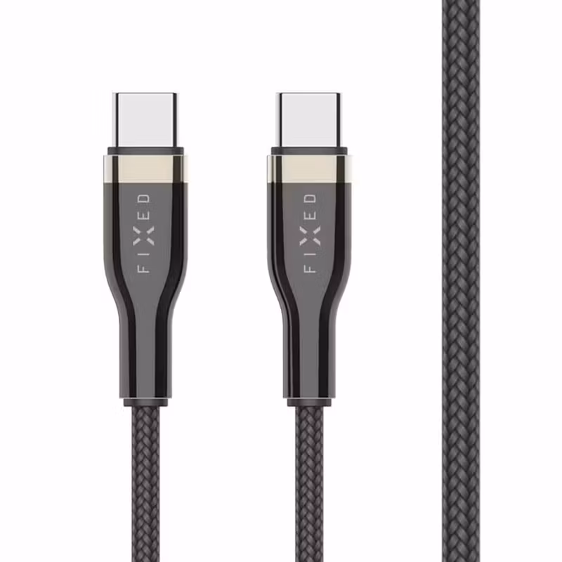 FIXED METAL 100W USB-C/C flätad kabel 0.5m Svart