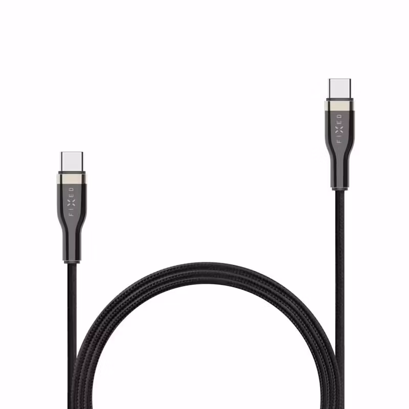 FIXED METAL 100W USB-C/C flätad kabel 0.5m Svart