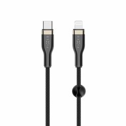 FIXED METAL USB-C/Lightning MFI flätad kabel 0.5m Svart