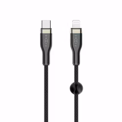 FIXED METAL USB-C/Lightning MFI flätad kabel 0.5m Svart