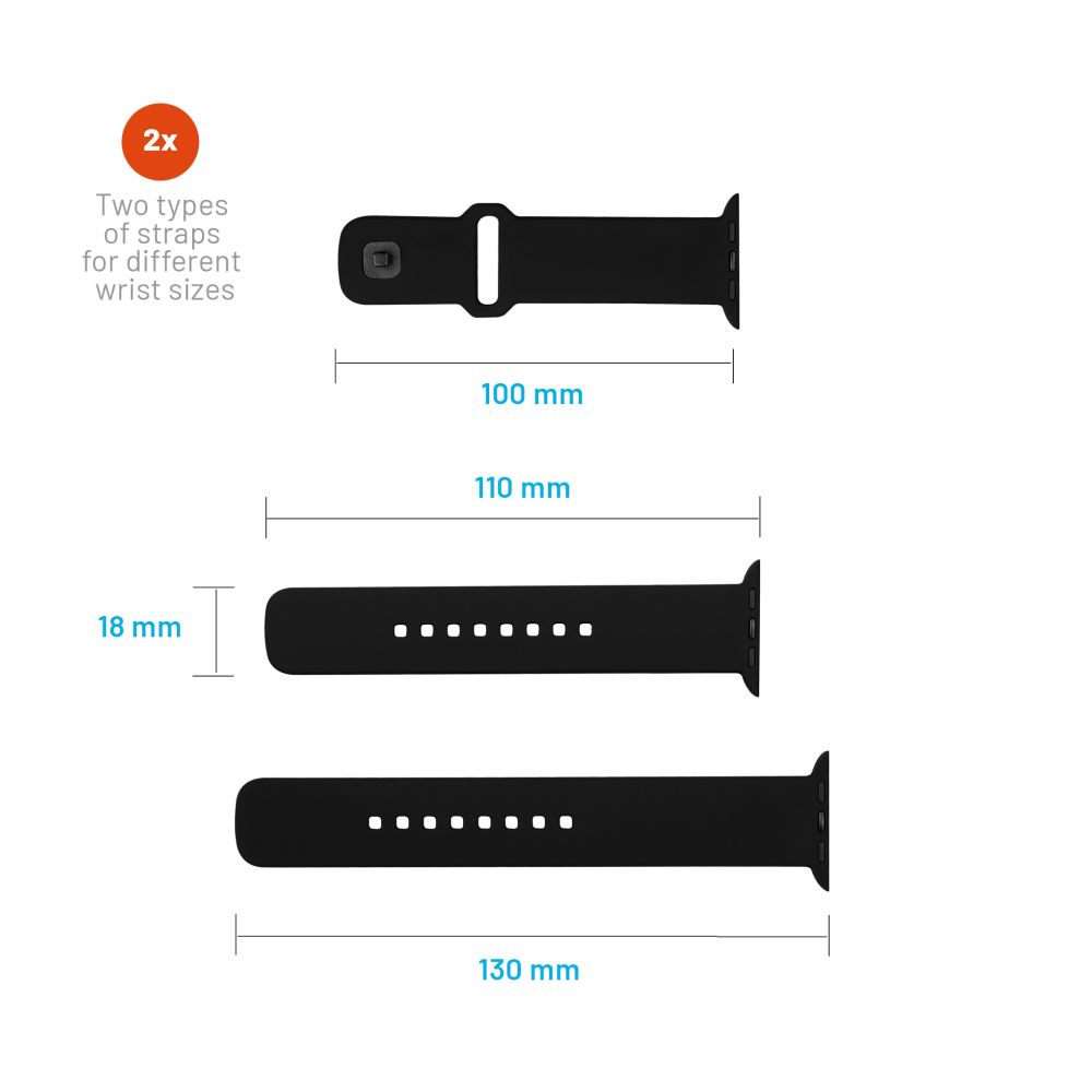 FIXED Silikonrem SET för Apple Watch 38/40/41mm Svart