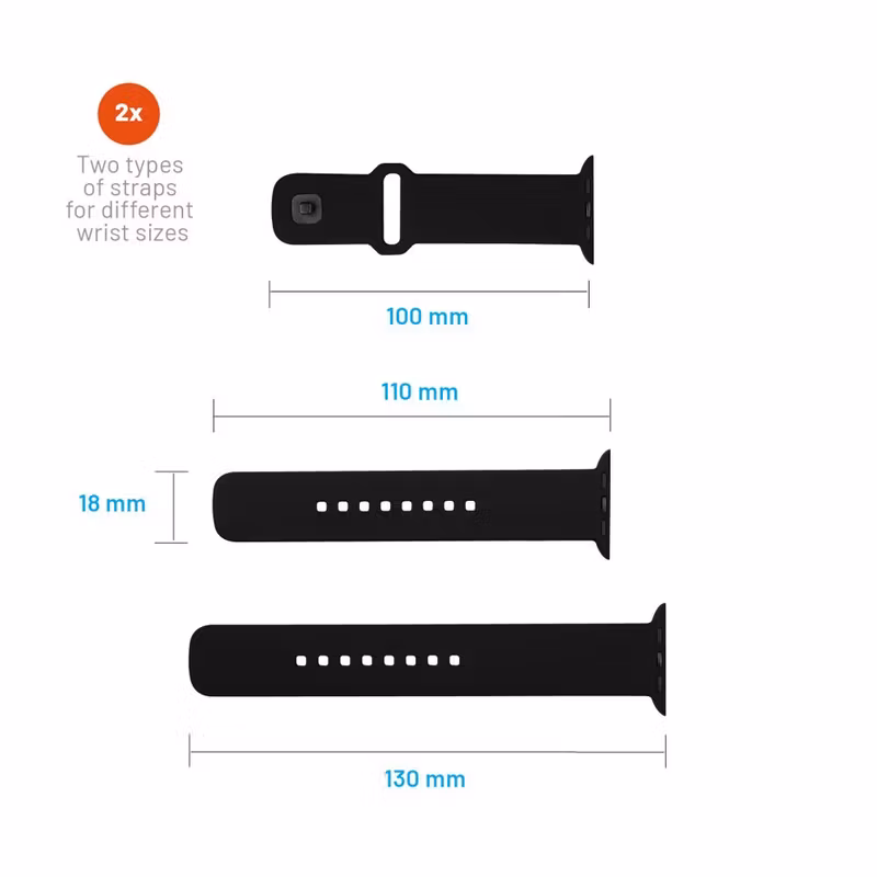 FIXED Silikonrem SET för Apple Watch 38/40/41mm Svart