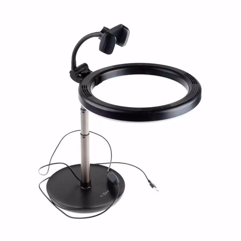FIXED LED Ring Desktop Tripod med Telefonställ Svart