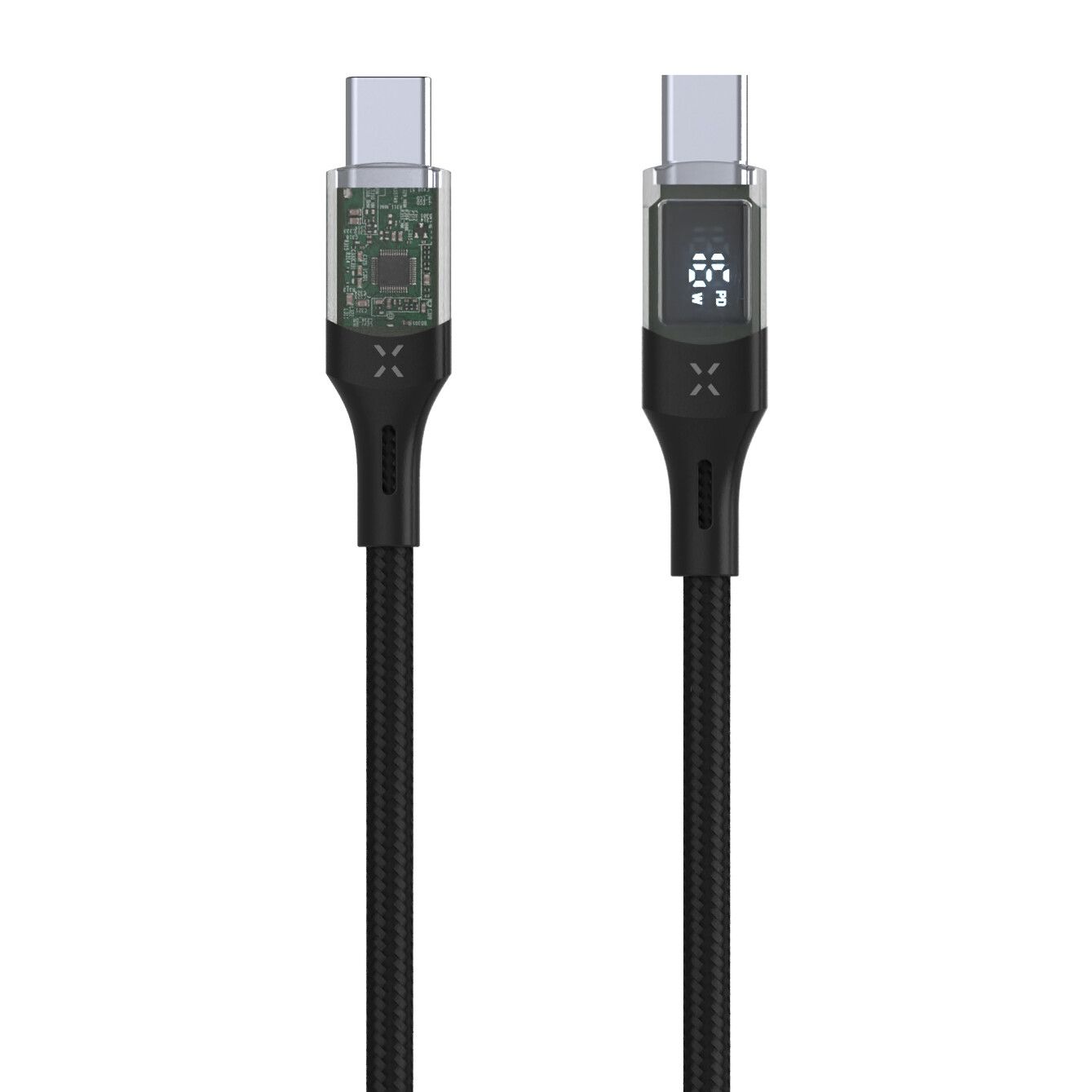 FIXED LED Laddningsdisplay USB-C/C 100W kabel 1.2m Svart