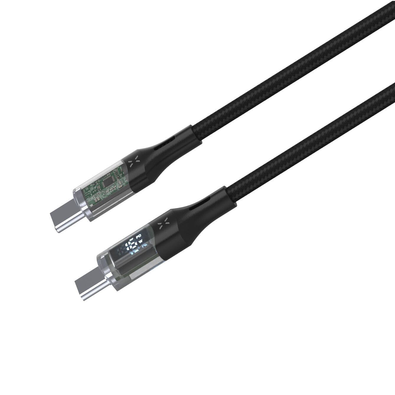 FIXED LED Laddningsdisplay USB-C/C 100W kabel 1.2m Svart