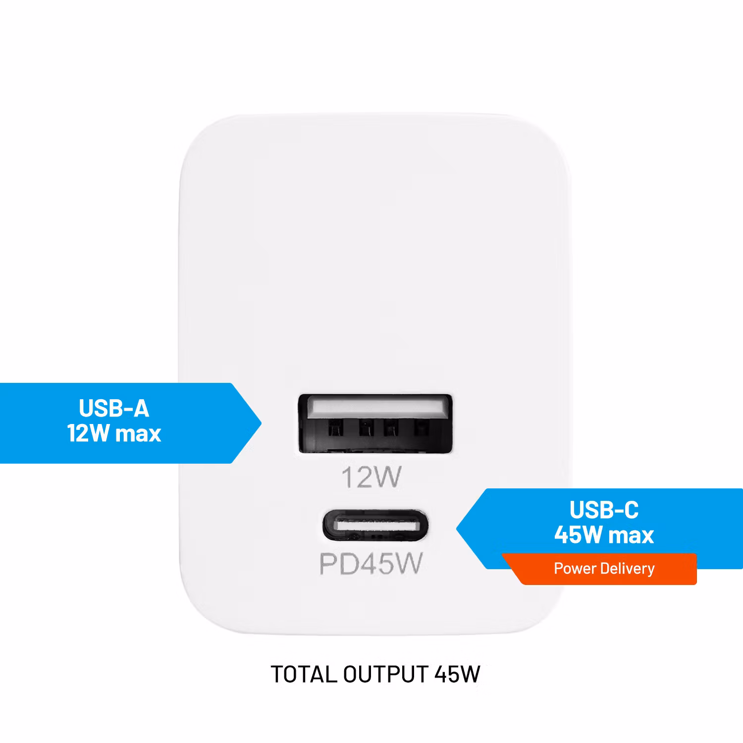FIXED Super Snabb Mini Hemladdare 45W USB-C PD+USB-A Vit