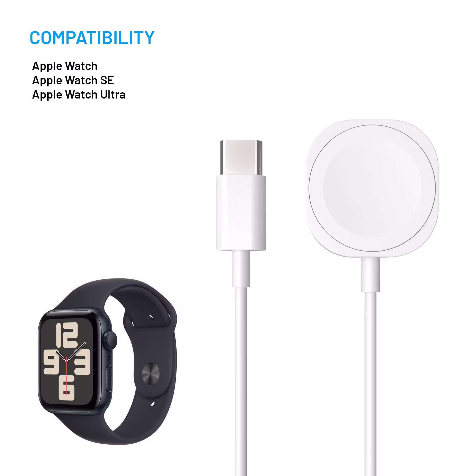 FIXED USB-C Laddkabel för Apple Watch Vit